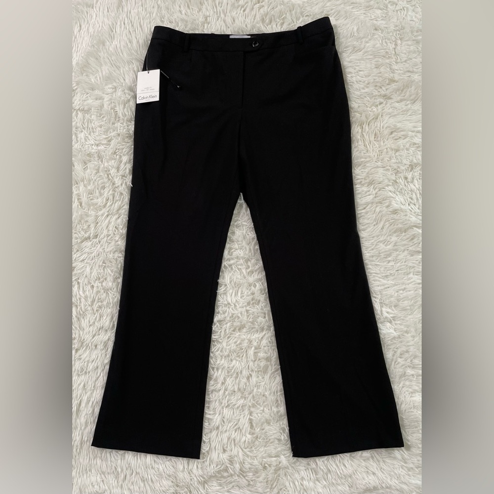 NEW Calvin Klein Career Modern Fit Trousers Dress Suit Pants Black Womens 12 L - Picture 2 of 12